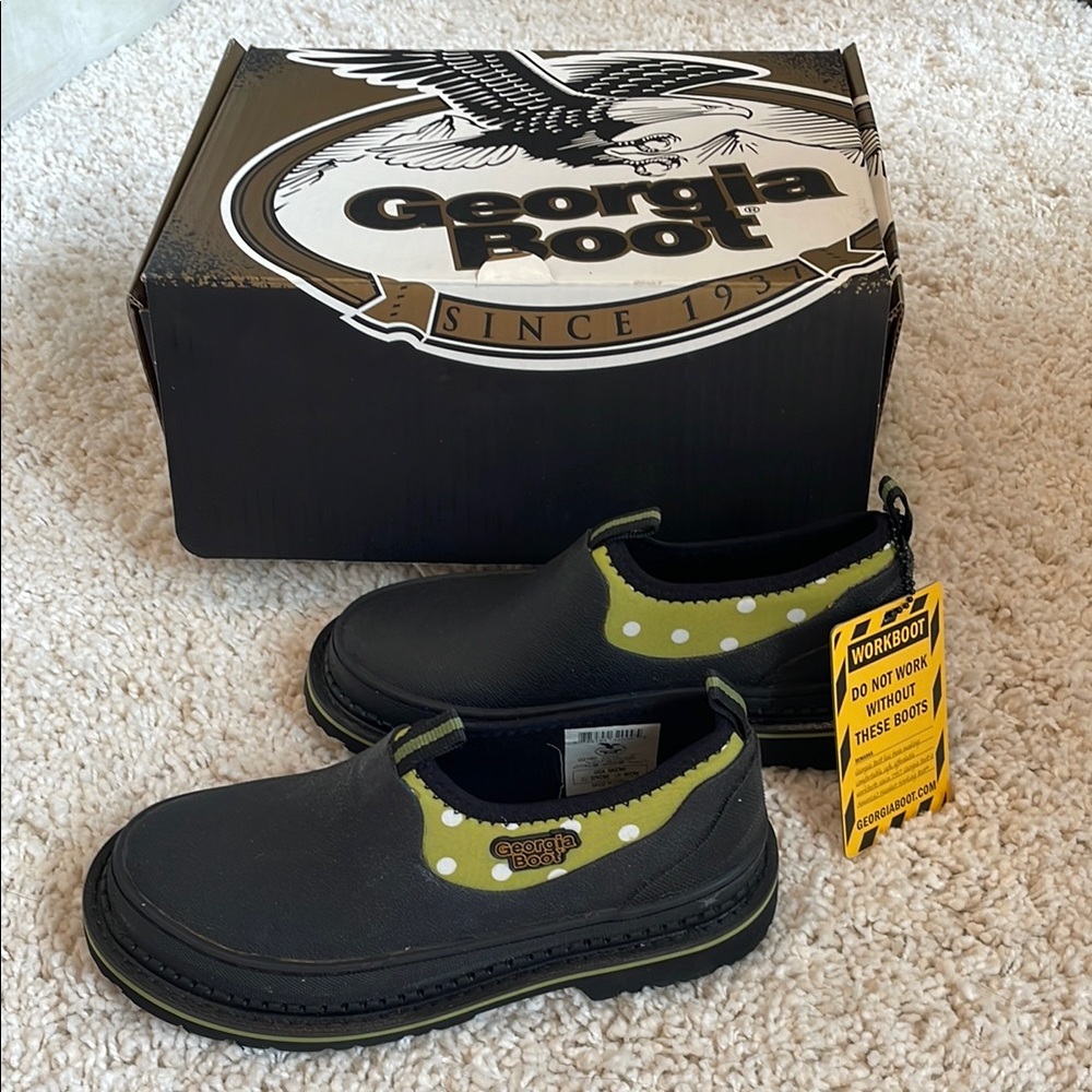 Georgia Boot Black white Green Slip-On Boots kids youth 37 5kdw